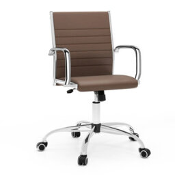 Gainoom Brown Office Chair Height Adjustable Conference Room Chair With Rocking Backrest & Armrests - thumbnail 1