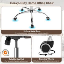 Gainoom Brown Office Chair Height Adjustable Conference Room Chair With Rocking Backrest & Armrests - thumbnail 9