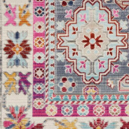 Grey Multi Persian Rug, Stain-Resistant Bordered Floral Rug, Traditional Luxurious Rug For Dining Room-61Cm X 173Cm (Runner) - thumbnail 4