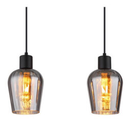 Luminosa Lighting Luminosa Ryan Bar Pendant Ceiling Light Matt Black Smoke Glass Shade 4X E27 - thumbnail 4