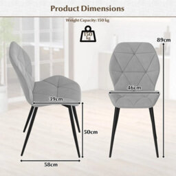 Upholstered Dining Chair Set Of 4 Modern Kitchen Chair Grey - thumbnail 3