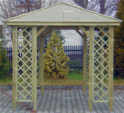 Wooden Gazebo With Hipped Roof & Trellis Panels, Pressure Treated, Free Felt Shingles - 8X8Ft (2.34X2.34M) - thumbnail 2