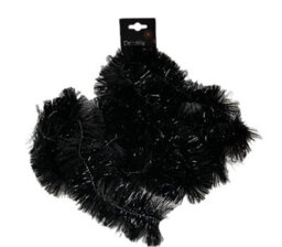 Decoris Black Christmas Tinsel Garland 2.7M Black Shiny Christmas Tree Tinsel - thumbnail 3