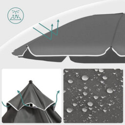 Songmics Parasol, Portable Beach Umbrella With Octagonal Canopy And Tilt Feature, Fibreglass Ribs, With Carrying Bag, Grey - thumbnail 3