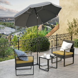 Songmics Parasol, Portable Beach Umbrella With Octagonal Canopy And Tilt Feature, Fibreglass Ribs, With Carrying Bag, Grey - thumbnail 1