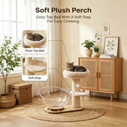 Living And Home Cat Tree Tower With Interactive Toy And Scratching Post, 51Cm H - thumbnail 2