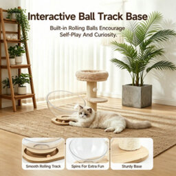 Living And Home Cat Tree Tower With Interactive Toy And Scratching Post, 51Cm H - thumbnail 3