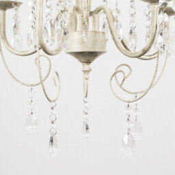 Valuelights Lille Cream Ornate 5 Way Ceiling Light Chandelier With Acrylic Jewels And 5 Led Ses E14 Frosted Glass Candle Bulbs - thumbnail 6