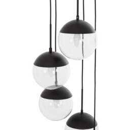 Orsina Cluster Pendant With Five Glass Shades & Metal Frame, Multi-Light Hanging Lamp, Vintage Ceiling Fixture - thumbnail 3