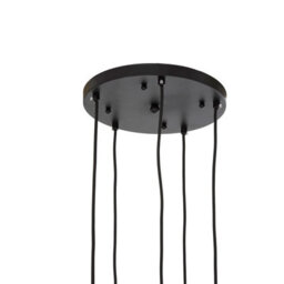 Orsina Cluster Pendant With Five Glass Shades & Metal Frame, Multi-Light Hanging Lamp, Vintage Ceiling Fixture - thumbnail 4