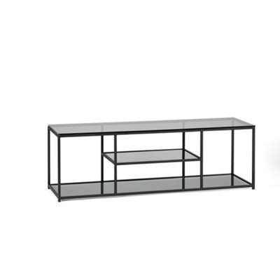 Oakham Premium Halston Tv Unit In Smoked Glass And Black - image 1