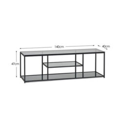 Oakham Premium Halston Tv Unit In Smoked Glass And Black - thumbnail 3