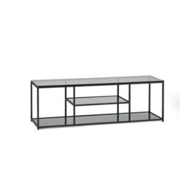 Oakham Premium Halston Tv Unit In Smoked Glass And Black