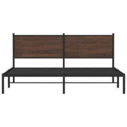 Berkfield Metal Bed Frame Without Mattress Brown Oak 180X200 Cm Super King - thumbnail 5
