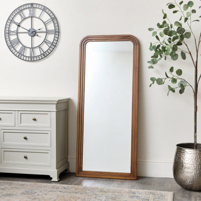 Melody Maison Dark Wood Arched Frame Wall Mirror 60Cm X 140Cm - image 1