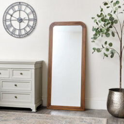 Melody Maison Dark Wood Arched Frame Wall Mirror 60Cm X 140Cm - thumbnail 1