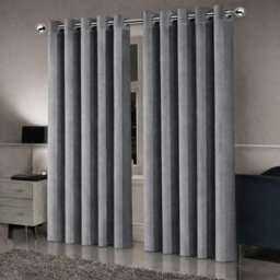 Oxford Homeware Eyelet Charcoal Linen Effect Curtains Fully Lined 100% Blackout Thermal Insulated Curtain Pair (W)228Cmx(L)228Cm