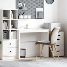 Berkfield Writing Desk White Engineered Wood Medium Minimalistic - thumbnail 1