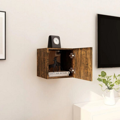 Berkfield Wall Mounted Tv Cabinet Smoked Oak 30.5X30X30 Cm - image 1