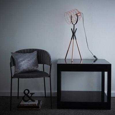 K Living Fulton Industrial Metal Cage Tripod Copper And Black Table Lamp - image 1