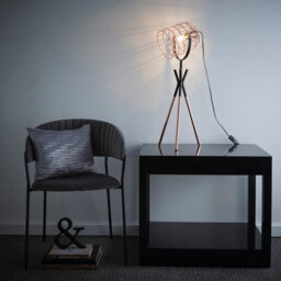 K Living Fulton Industrial Metal Cage Tripod Copper And Black Table Lamp - thumbnail 2
