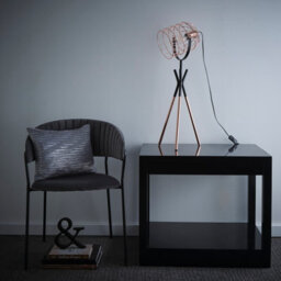 K Living Fulton Industrial Metal Cage Tripod Copper And Black Table Lamp - thumbnail 1