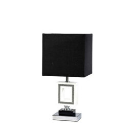 Luminosa Lighting Luminosa (Dh) Linea Table Lamp Square E27 Black Shade Polished Chrome/ Black/crystal - thumbnail 1