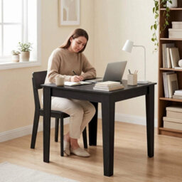 Dining Table For 4, 80L X 80W X 75Hcm, Black Wood Effect - thumbnail 5