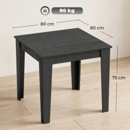 Dining Table For 4, 80L X 80W X 75Hcm, Black Wood Effect - thumbnail 2