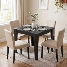 Dining Table For 4, 80L X 80W X 75Hcm, Black Wood Effect - thumbnail 3