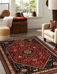 RugsX Wool Carpet Kashqai 4364 301 Oriental, Frame Claret / Black  80X160 Cm - thumbnail 1