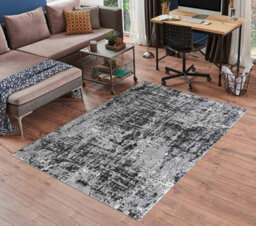 Serenity Modern Abstract Lines Contemporary Area Rugs Black 60X220 Cm - thumbnail 1
