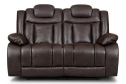 Manual Recliner Sofa In Faux Leather Brown 2 Seater - thumbnail 5
