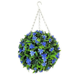 Best Artificial 28Cm Blue Lily Hanging Basket Flower Topiary Ball - Suitable For Outdoor Use - Weather & Fade Resistant - thumbnail 2