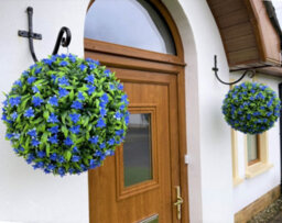 Best Artificial 28Cm Blue Lily Hanging Basket Flower Topiary Ball - Suitable For Outdoor Use - Weather & Fade Resistant - thumbnail 3