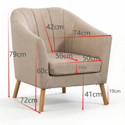 Westwood Modern Tub Chair, Upholstered Arm Chair Comfy Single Sofa Cream - thumbnail 9