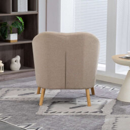Westwood Modern Tub Chair, Upholstered Arm Chair Comfy Single Sofa Cream - thumbnail 4