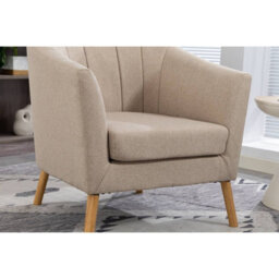 Westwood Modern Tub Chair, Upholstered Arm Chair Comfy Single Sofa Cream - thumbnail 7
