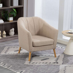 Westwood Modern Tub Chair, Upholstered Arm Chair Comfy Single Sofa Cream - thumbnail 1