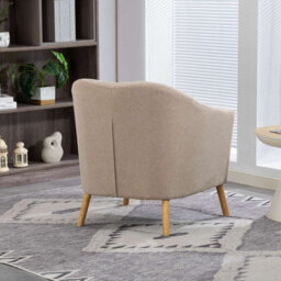 Westwood Modern Tub Chair, Upholstered Arm Chair Comfy Single Sofa Cream - thumbnail 3
