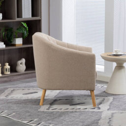 Westwood Modern Tub Chair, Upholstered Arm Chair Comfy Single Sofa Cream - thumbnail 2