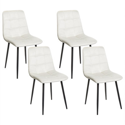 Beliani Set Of 4 Dining Chairs Powell Velvet Off-White - image 1