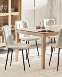 Beliani Set Of 4 Dining Chairs Powell Velvet Off-White - thumbnail 2