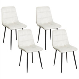 Beliani Set Of 4 Dining Chairs Powell Velvet Off-White - thumbnail 1