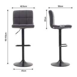 Living And Home Bar Stool Set Of 2 Grey Velvet Upholstered Bar Stools With Low Backrest - thumbnail 5
