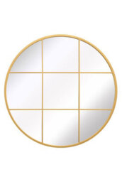 "MirrorOutlet Circulus - Gold Metal Framed Round Window Wall Mirror 39"" X 39"" (100X100Cm)" - thumbnail 3