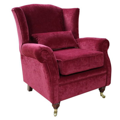 Wing Chair Original Fireside High Back Armchair Pimlico Wine Real Fabric - image 1