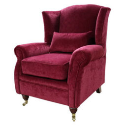 Wing Chair Original Fireside High Back Armchair Pimlico Wine Real Fabric - thumbnail 2