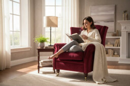 Wing Chair Original Fireside High Back Armchair Pimlico Wine Real Fabric - thumbnail 3