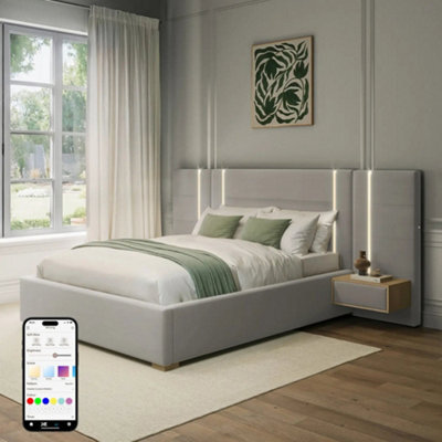 X Rocker Xr Living Amelia Ottoman Double Hotel Bed With Bedside Tables And App Controlled Lights - Grey - image 1